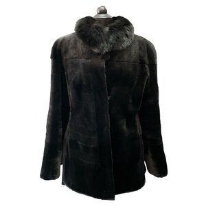 Genuine Sheared Fur Jacket with Fox Collar